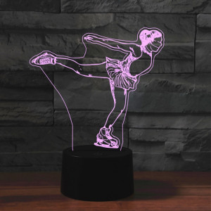 Veilleuse décorative à LED 3D créative à base noire de patinage sur glace, USB avec version à bouton tactile SH6257413-20
