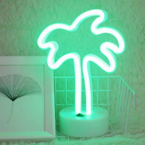 Arbre de noix de coco romantique Neon LED vacances lumière avec support, fée chaleureuse lampe décorative Veilleuse pour Noël, mariage, fête, chambre (lumière verte) SH63GL166-20