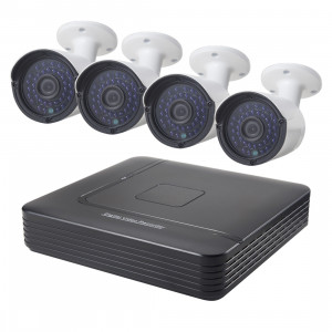 Kit caméra NVR pour caméras IP bullet puce COTIER A4B2 4Ch 1080P, support de vision nocturne / détection de mouvement, distance IR: 20 m SC077B978-20