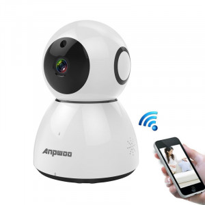 Anpwoo Snowman Caméra IP 1080p HD WiFi, détection de mouvement et vision nocturne infrarouge et carte TF (max. 64 Go) (blanc) SA796W1550-20