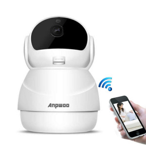 Anpwoo Warrior Caméra IP HD WiFi 1080p GM8135 + SC2145, détection de mouvement de soutien et vision nocturne infrarouge et carte TF (128 Go max.) (Blanc) SA799W1065-20