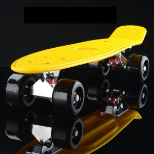Shining Fish Plate Scooter Skateboard à quatre roues à inclinaison simple avec roue de 72 mm (noir jaune) SH46BY769-20