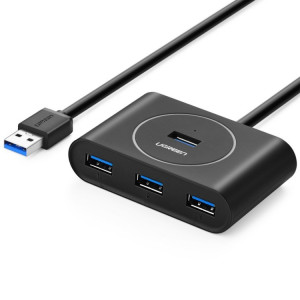 UGREEN Portable Super Speed ​​4 Ports USB 3.0 HUB Adaptateur de Câble, Pas de Soutien OTG, Longueur du Câble: 1m (Noir) SU210B1963-20