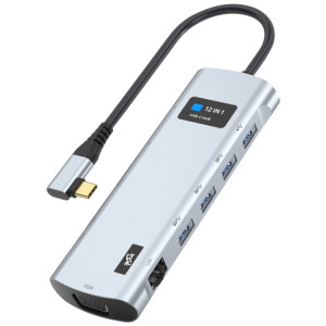 V261A 12 en 1 coude USB-C/type-c vers USB adaptateur HUB de Station d'accueil à affichage numérique SH55241630-20
