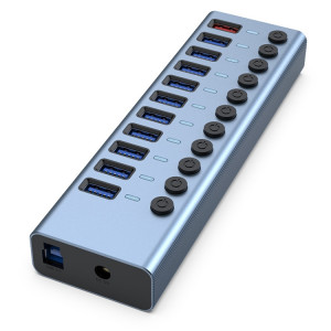 11 sur 1 séparateur de moyeu USB 3.0 avec interrupteur indépendant et alimentation 12V 4A SH5530110-20