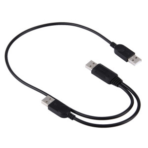 2 en 1 USB 2.0 Mâle à 2 Câble USB Double USB pour Ordinateur / Ordinateur Portable, Longueur: 50cm S26103937-20