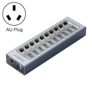 Orico AT2U3-10AB-GY-BP 10 ports USB 3.0 HUB avec interrupteurs individuels et indicateur de LED bleu, Plug UA SO43AU558-20