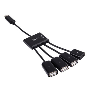 Câble USB 2.0 OTG HUB 4 ports USB-C / Type-C vers USB à 3 ports avec alimentation Micro USB SP99951449-20
