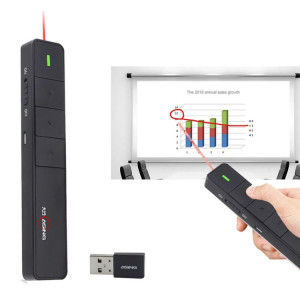 ASiNG A218 USB Charge 2.4GHz Wireless Presenter PowerPoint Clicker Représentation Pointeur de contrôle à distance, Distance de contrôle: 100m (Noir) SA081B1824-20