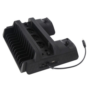 DOBE TP4-882 3 en 1 Console de jeu Ventilateur de refroidissement + Fentes de stockage de jeu + Contrôleur de jeu Dock de charge pour Sony PS4 / PS4 Pro / PS4 Slim (Noir) SD016B1038-20