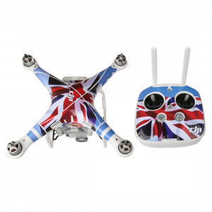 Kit drapeau britannique 4D imitation fibre de carbone PVC Résistance à l'eau Kit pour DJI Phantom 3 Quadcopter & Télécommande & Batterie SH250D512-20