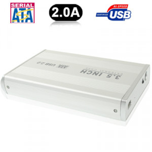 Boîtier externe SATA de 3,5 pouces avec alimentation 2.0A, prise en charge USB 2.0 (argent) S3505A569-20