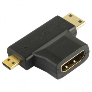 3 en 1 HDMI femelle à mini HDMI mâle + micro adaptateur mâle HDMI (noir) SH00081773-20