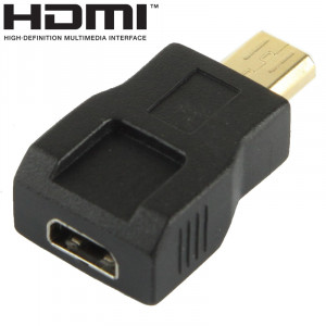 Adaptateur Micro HDMI Mâle vers Micro HDMI Femelle Plaqué Or (Noir) SH00141557-20