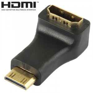 Adaptateur femelle HDMI Mini HDMI vers HDMI 19 broches avec angle de 90 degrés (noir) SH001552-20