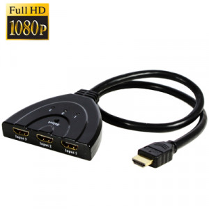 3x1 Pigtail HDMI Switcher Jusqu'à 1080P (Plaqué Or) (Noir) SH3020929-20