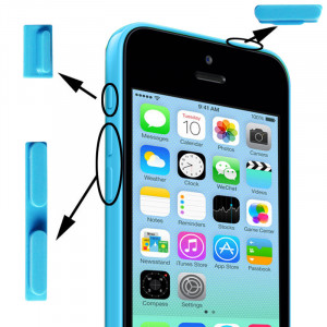 3 en 1 (bouton muet + bouton d'alimentation + bouton de volume) pour iPhone 5C, bleu S349BE1876-20