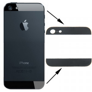 iPartsBuy Original Couverture Arrière Top & Bottom Glass Lens pour iPhone 5 (Noir) SI746B953-20