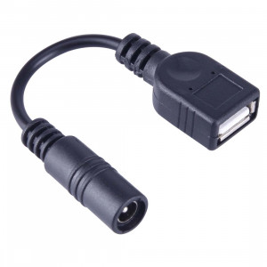 5.5 x 2.1mm DC Femelle vers USB AF DC Câble de Connexion Mâle pour Adaptateur pour Ordinateur Portable, Longueur: 15cm (Noir) S50106452-20