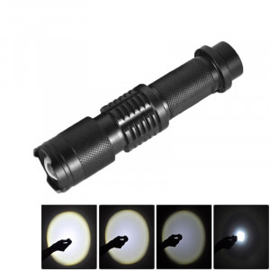 Lampe de poche LED blanche à 5 modes de fonctionnement LT-HX CREE XM-L T6, 2200 LM Mini Télescopique (Noir) SH302B221-20