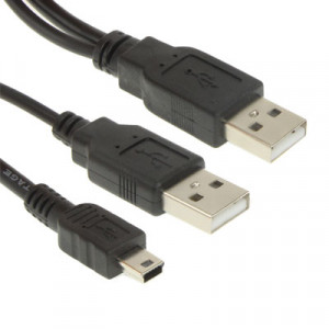 2 en 1 USB 2.0 Mâle à Mini 5pin Mâle + Câble Mâle USB, Longueur: 40 cm (Noir) S2011744-20