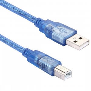 Câble USB 2.0 AM vers BM classique, avec 2 conducteurs, Longueur: 5m (Bleu) SC133B319-20