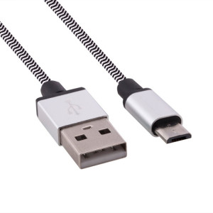 Câble de données / chargeur de type micro USB vers USB 2.0 tissé de 1 m, Pour Samsung, HTC, Sony, Lenovo, Huawei et autres smartphones (argent) SH481S694-20