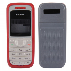 iPartsBuy Remplacement complet de la couverture de logement (couverture avant + cadre central Bazel + couvercle arrière de la batterie) pour Nokia 1200/1208/1209 (rouge) SI784R403-20