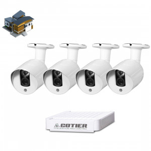 Kit NVR pour caméra IP méga pixel COTIER N4B3-Mini / L 4Ch 720P P2P ONVIF, détection de vision nocturne / détection de mouvement, distance IR: 20 m SC3545510-20