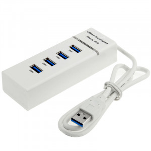 4 ports USB 3.0 HUB, super vitesse 5 Gbps, Plug and Play, avec indicateur de puissance LED, BYL-P104 (blanc) S4135S1389-20