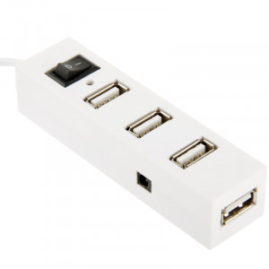 HUB USB 2.0 haute vitesse 4 ports avec commutateur, plug and play (blanc) SH207W192-20