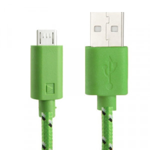 Câble de transfert de données/charge USB Micro 5 broches style filet en nylon, longueur : 3 m (vert) SH12091513-20