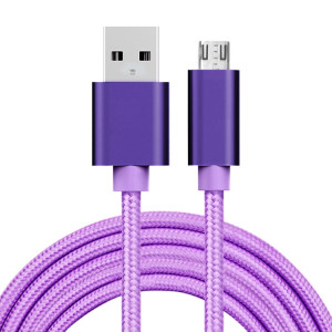 Câble micro USB vers USB de données / chargeur, Câble Micro USB vers USB de 2 m 3 A à tête métallique de style tissé (violet) SH091P258-20
