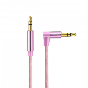 AV01 Câble audio coudé mâle à mâle 3,5 mm, longueur: 50 cm (or rose) SH27RG1793-20