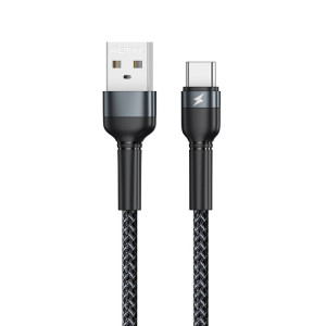REMAX RC-124a 1m 2.4A USB vers USB-C / Type-C Câble de données de charge rapide en alliage d'aluminium (noir) SR662B738-20