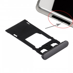iPartsAcheter pour Sony Xperia X (Dual SIM Version) Plateau de carte SIM + Micro SD / Carte SIM Bac + Fente pour carte Port Dust Plug (Noir graphite) SI200B1902-20