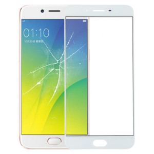 Pour OPPO R9s Plus Lentille en verre extérieure de l'écran avant (Blanc) SH345W1411-20