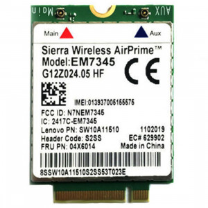 Module EM7345 4G NGFF M.2 Carte WWAN 04 x 6014 Carte 4G LTE / HSPA + 42 Mbps pour Lenovo IBM / ThinkPad T450 / X240 SH52111781-20
