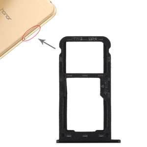 Bac Carte SIM + Bac Carte SIM / Carte Micro SD pour Huawei Enjoy 7 (Noir) SH506B1414-20