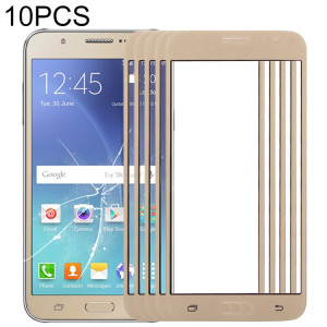 Pour Samsung Galaxy J7 / J700 10pcs lentille extérieure en verre d'écran avant (or) SH65JL1385-20