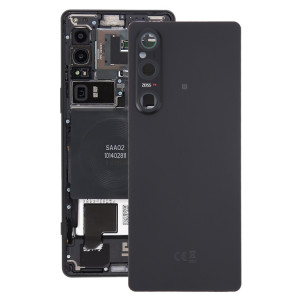 Pour Sony Xperia 1 V Couvercle arrière de la batterie d'origine avec couvercle d'objectif d'appareil photo (noir) SH11BL524-20