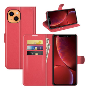 Pour iPhone 13 Mini Litchi Texture Texture Horizontal Flip Cas de protection avec support & Card Slots & Portefeuille (rouge) SH701C1239-20