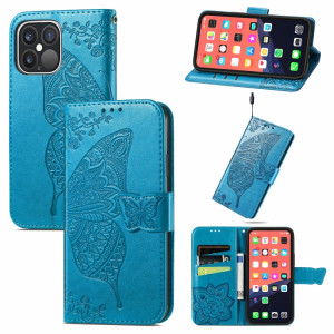 Coque horizontale en cuir horizontal horizontale en relief de papillon avec support / portefeuille / portefeuille pour iPhone 13 PRO (Bleu) SH802D1048-20