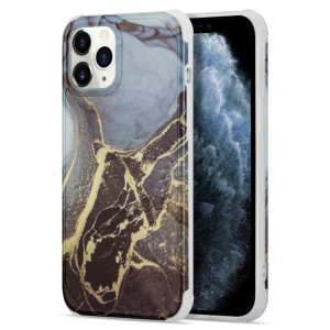 Étui de couverture arrière en marbre en marbre d'or de quatre coins secs pour iPhone 13 Pro (Noir) SH902A160-20