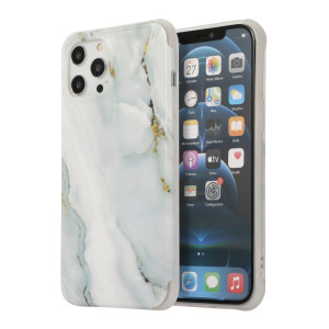 Étui de couverture arrière en marbre en marbre or de quatre coins SHOCPORATIVES pour iPhone 13 Pro (gris) SH102B1657-20
