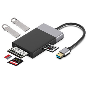 6-en-1 USB 3.0 à USB3.0 x 2 + carte CF + carte TF + carte SD + Adaptateur de moyeu de carte XQD SH7241672-20