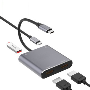 4 en 1 Type-C à Dual HDMI + Adaptateur Hub USB + Type-C SH7284415-20
