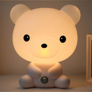 Lampes de chambre de bébé veilleuse de bande dessinée animaux de compagnie Pvc plastique sommeil LED enfant lampe ampoule ours SH504A729-20