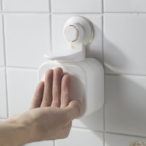 Boîte à savon manuelle sans trace pour salle de bain Distributeur de savon à ventouse créative Distributeur de savon mural sans poinçon Distributeur de savon en plastique (blanc) SH401A266-20