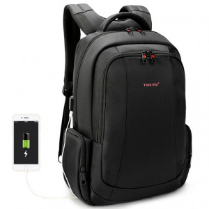 Sacs à dos en nylon anti-vol pour ordinateur portable Voyage à la mode scolaire Cartable décontracté pour hommes 15,6 pouces (noir avec port USB) SH101B1340-20